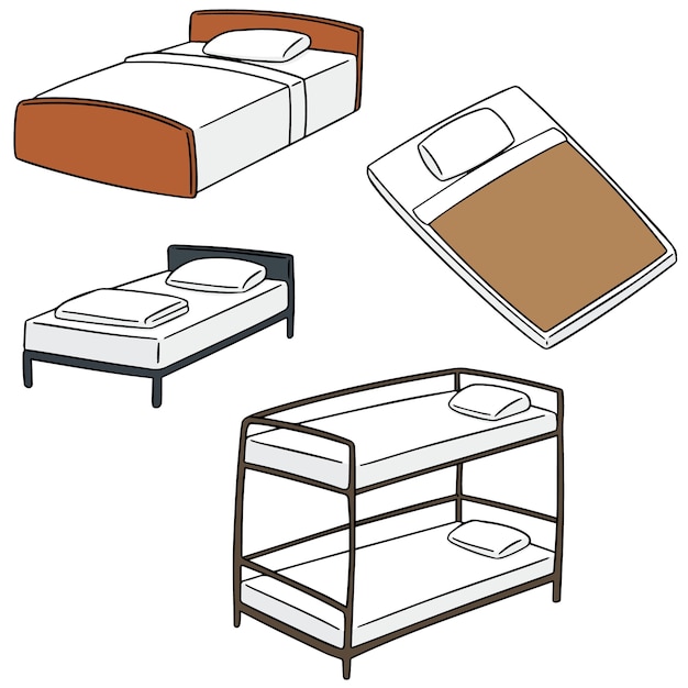 Vector set of bed Vector | Premium Download