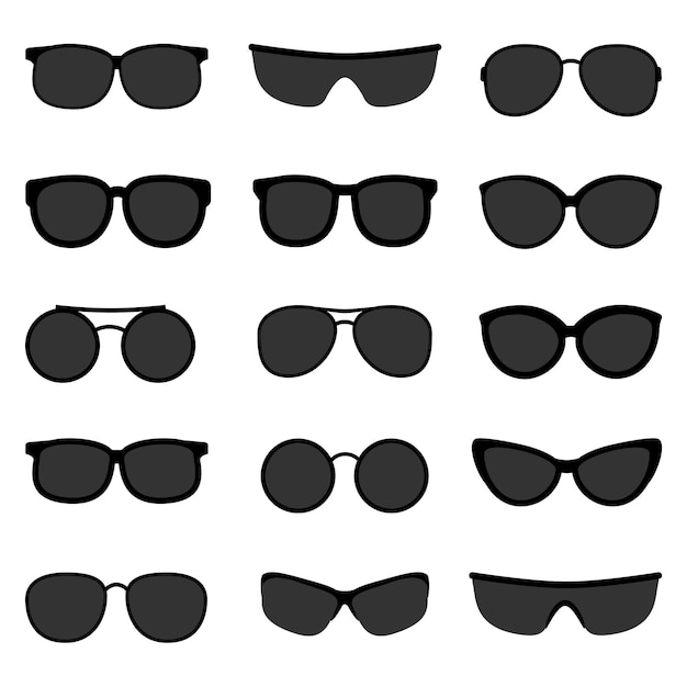 Premium Vector | Vector set of black sunglasses on white background