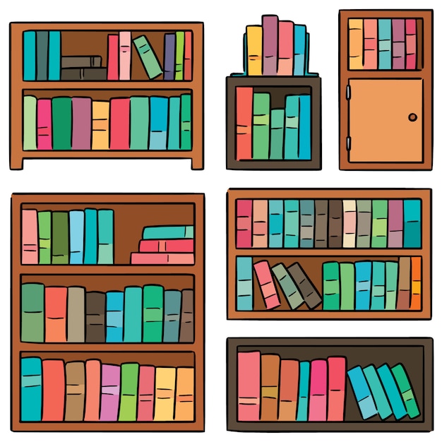 Premium Vector | Vector set of bookshelf