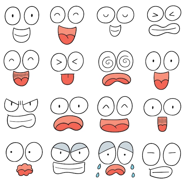 Vector Set Of Cartoon Face Premium Vector