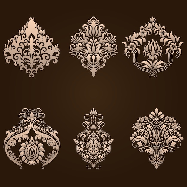 Free Vector | Vector set of damask ornamental elements. elegant floral ...