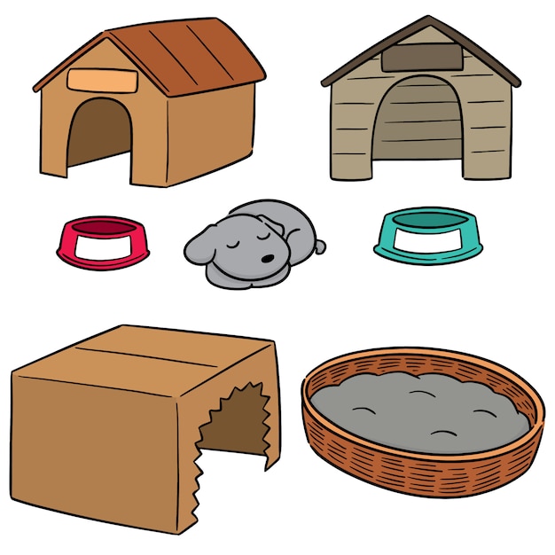 Premium Vector | Vector set of dog house