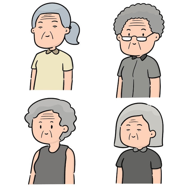 Premium Vector | Vector set of elder women