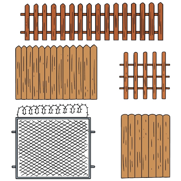 Vector set of fence Premium Vector