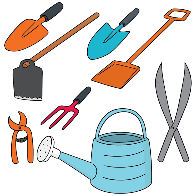 Premium Vector Vector Set Of Gardening Tool