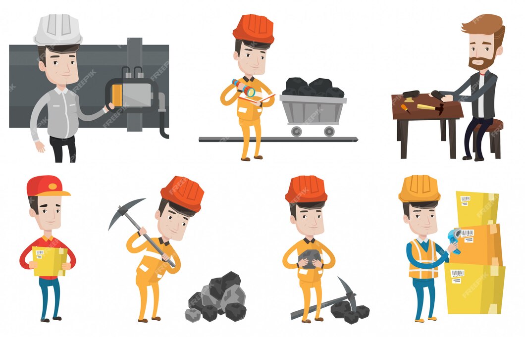 Premium Vector | Vector set of industrial workers.