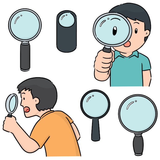 Vector set of magnifying glass Premium Vector