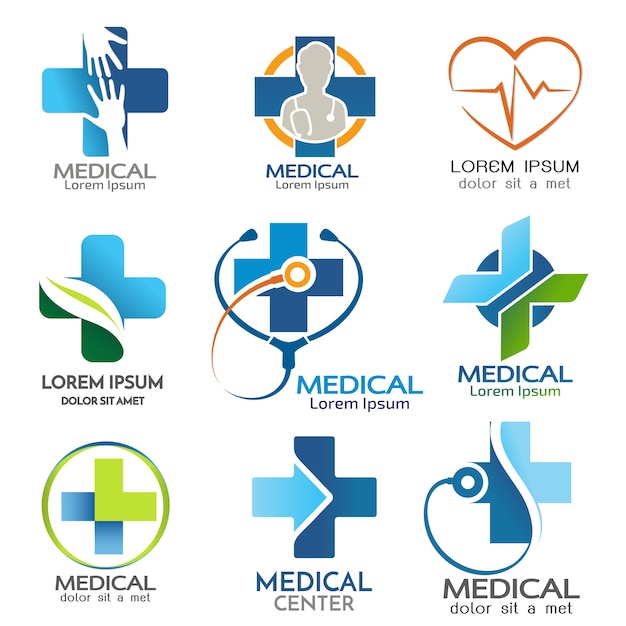Premium Vector | Vector set of medical logo template