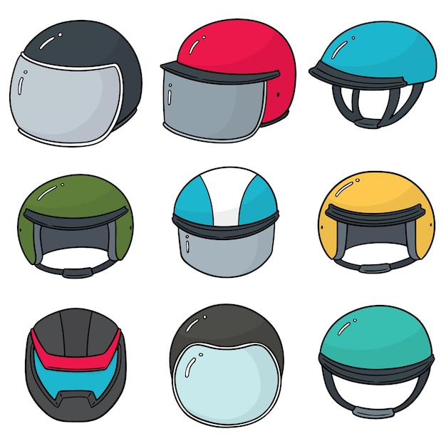 Vector set of motorcycle helmet | Premium Vector