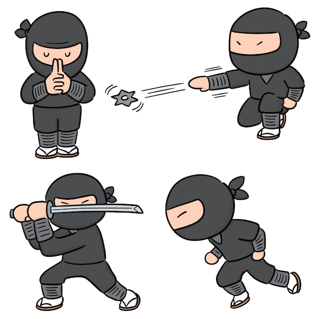 Vector set of ninja Premium Vector