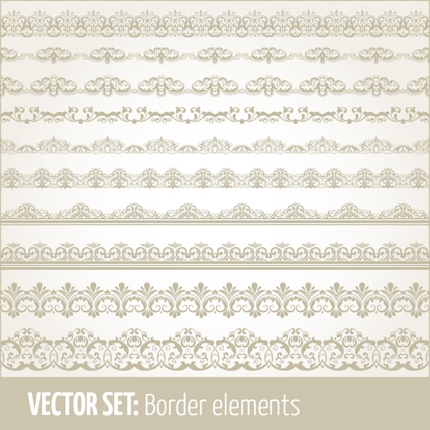 Vector set of border elements and page decoration elements. Border decoration elements patterns. Ethnic borders vector illustrations. Free Vector Vector set of border elements and page decoration elements. Border decoration elements patterns. Ethnic borders vector illustrations. Free Vector