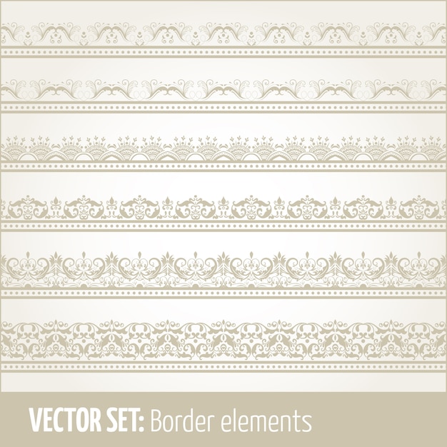 Vector set of border elements and page decoration elements. Border decoration elements patterns. Ethnic borders vector illustrations. Free Vector Vector set of border elements and page decoration elements. Border decoration elements patterns. Ethnic borders vector illustrations. Free Vector