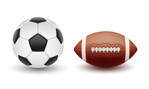 Vector set of sports balls, balls for soccer
and American football in a realistic style