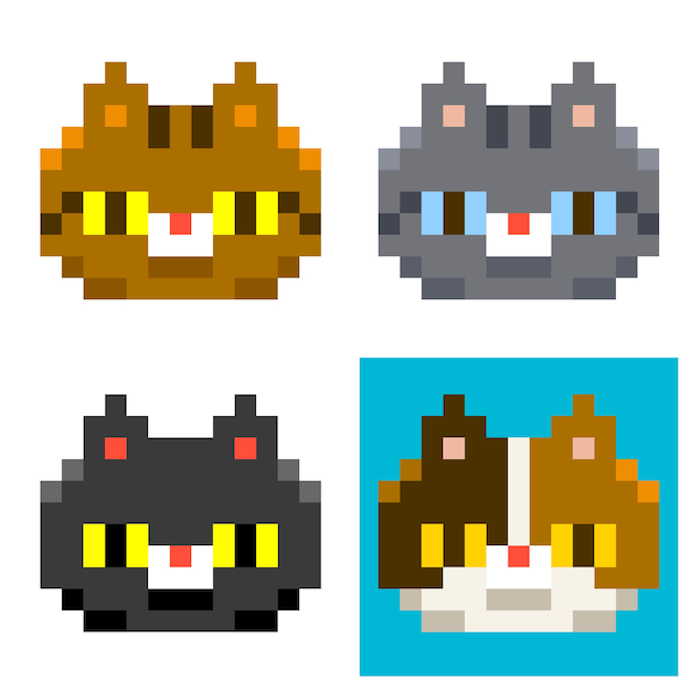 Premium Vector | Vector set of pixels different cat heads