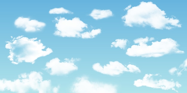 Premium Vector | Vector set of realistic isolated cloud on the blue ...