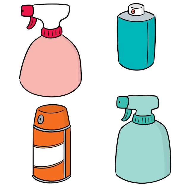Vector set of spray can and bottle Premium Vector