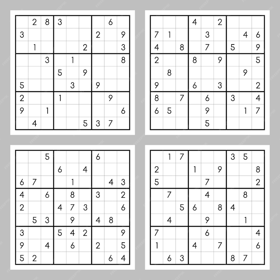 Premium Vector | Vector set of sudoku game