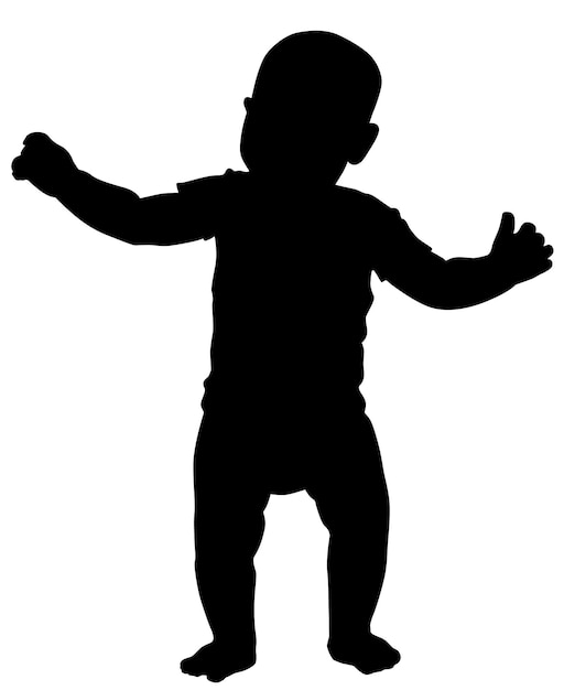 Premium Vector | Vector silhouette of a little boy who learns to walk ...