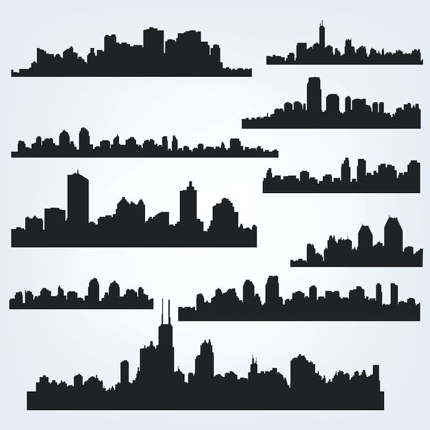 Premium Vector | Vector skyline set