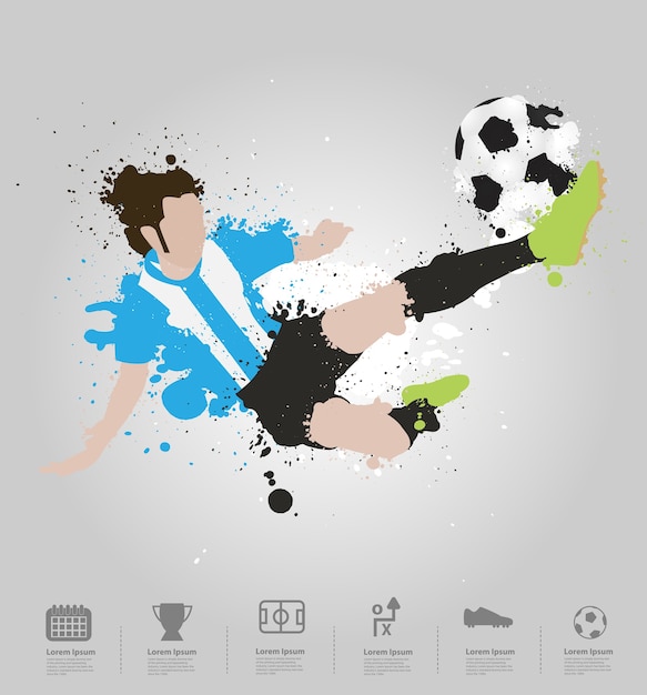 Premium Vector Vector Soccer Player Kicks The Ball With Drops And Spray