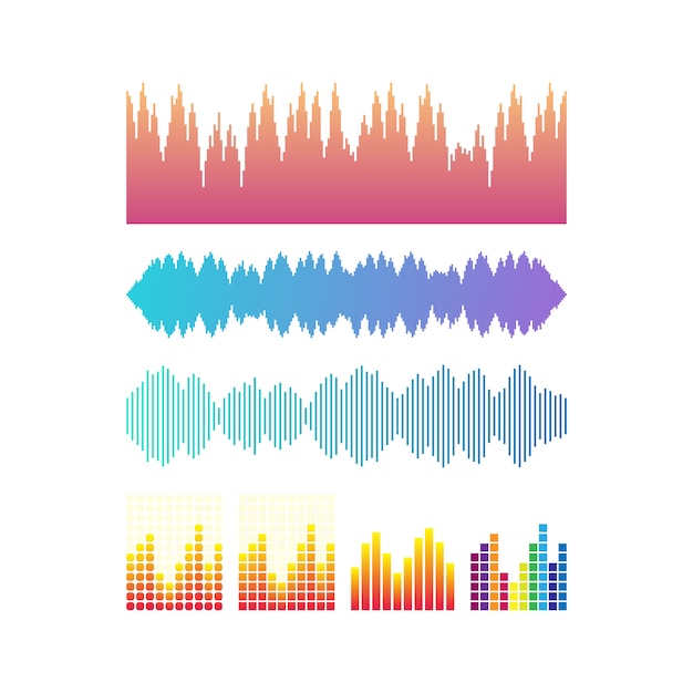 ベクトル音波セット あなたのデザインが分離した音楽のカラフルな要素 ベクトルイラスト プレミアムベクター