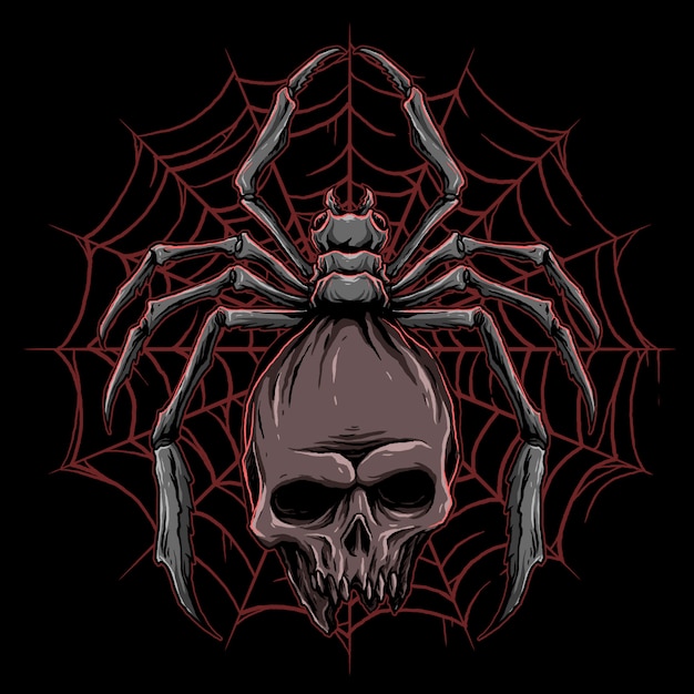 Premium Vector Vector of spider with skull illustration