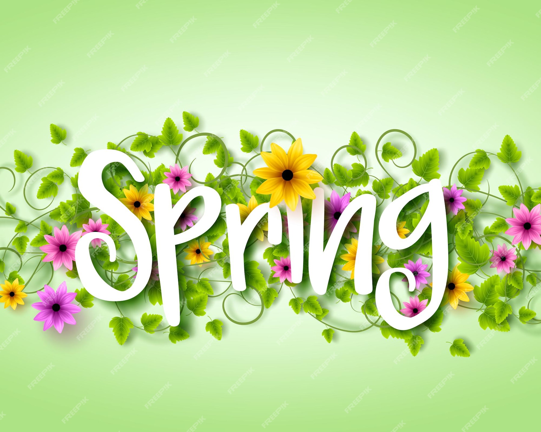 Premium Vector | Vector spring text design with colorful realistic ...