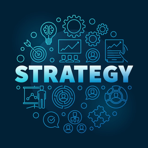 Vector strategy round blue outline illustration Vector | Premium Download