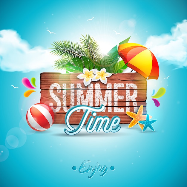 Premium Vector | Vector summer time holiday typographic illustration