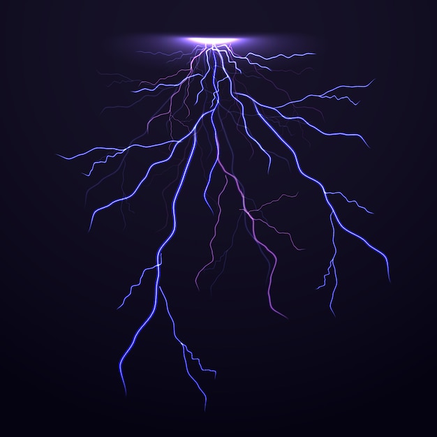 Vector Thunder Lightning On Black Premium Vector