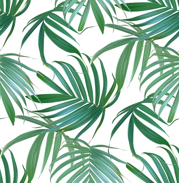 Premium Vector Vector Tropical Palm Leaves Seamless Pattern