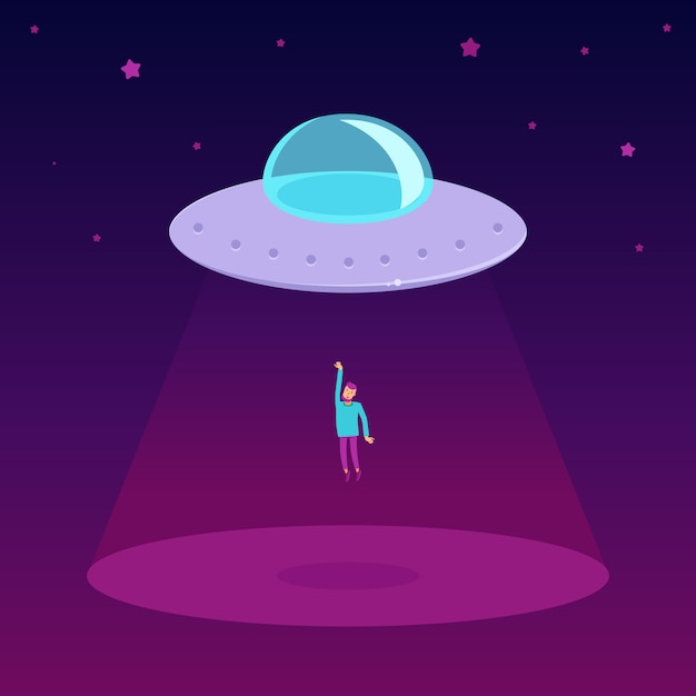 Vector ufo cartoon illustration in flat style | Premium Vector