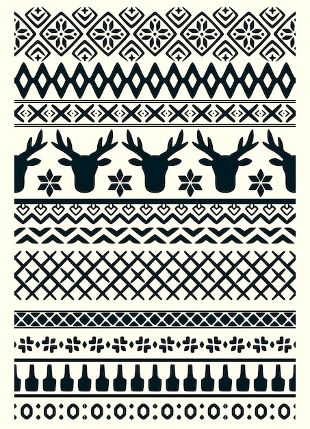 Premium Vector | Vector ugly sweater seamless borders