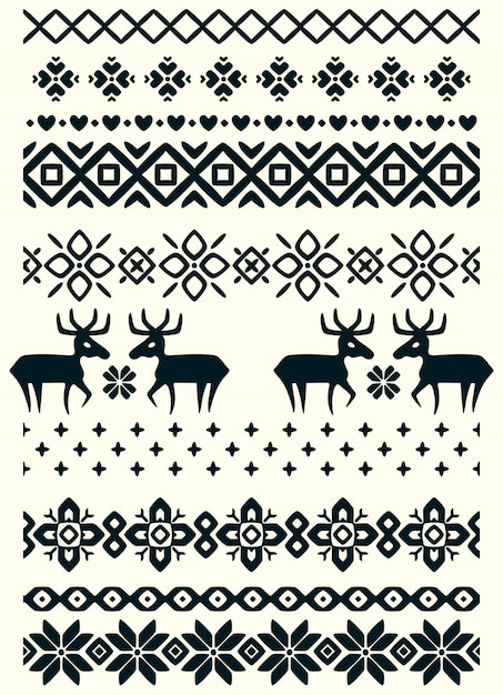 Premium Vector | Vector ugly sweater seamless borders