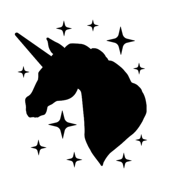 Premium Vector | Vector unicorn head silhouette isolated on white ...