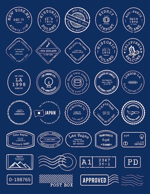 Vector of various stamp design Free Vector