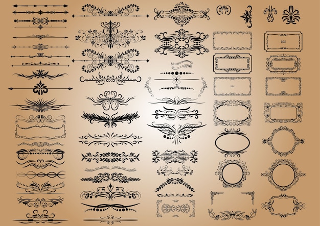 Download Vector vintage decorations elements | Premium Vector