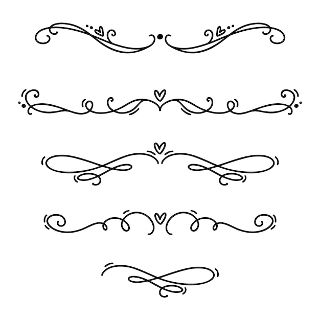 Vector Vintage Line Elegant Valentine Dividers And Separators