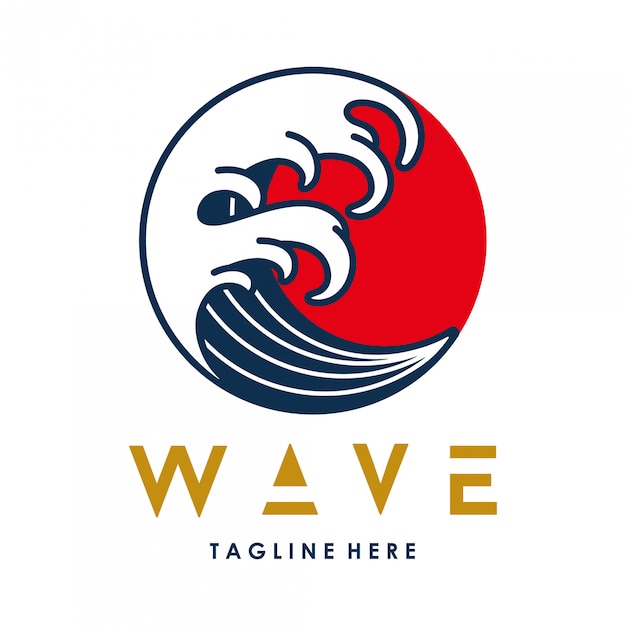 Vector water wave japanese style circle logo template ...
