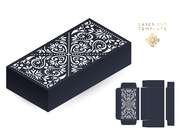 Free Vector | Vector wedding card laser cut template box