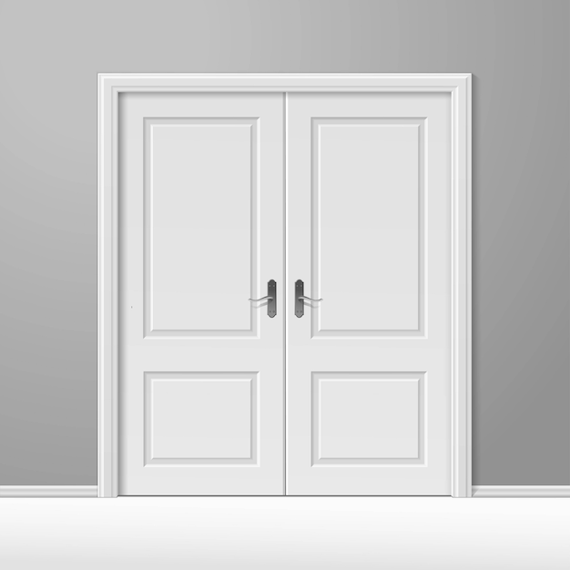 Premium Vector | Vector white closed door with frame