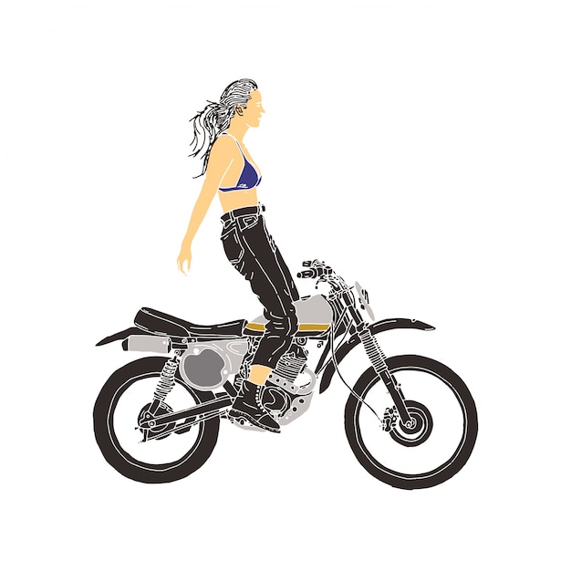 Download Vector woman riding motorcycle with bikini | Premium Vector