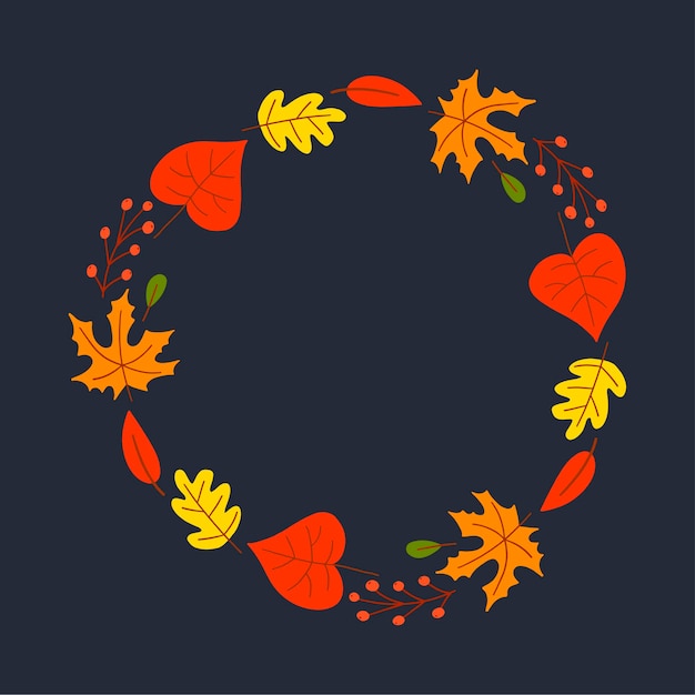 Premium Vector | Vector Wreath Of Autumn Leaves And Fruit In Watercolor ...