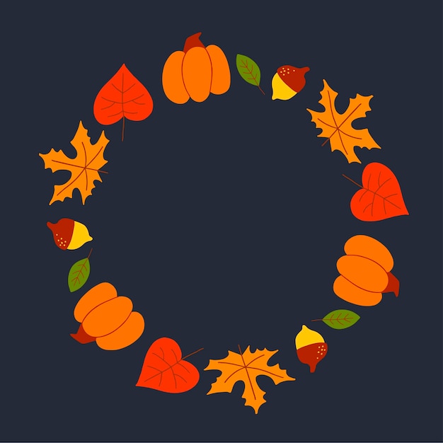 Premium Vector | Vector Wreath Of Autumn Leaves And Fruit In Watercolor ...