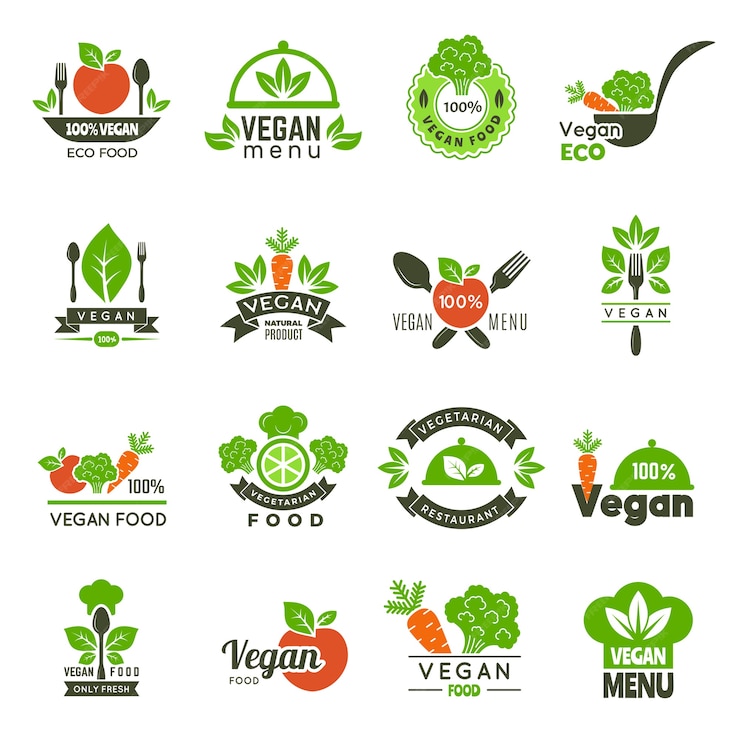 Premium Vector | Vegan emblem. fresh eco healthy food market vegetarian ...