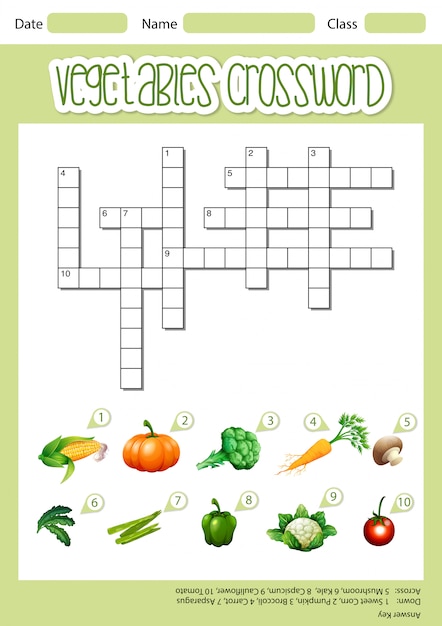 Vegetable crossword sheet template Vector | Free Download
