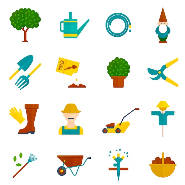 Vegetable garden flat icons set | Free Vector