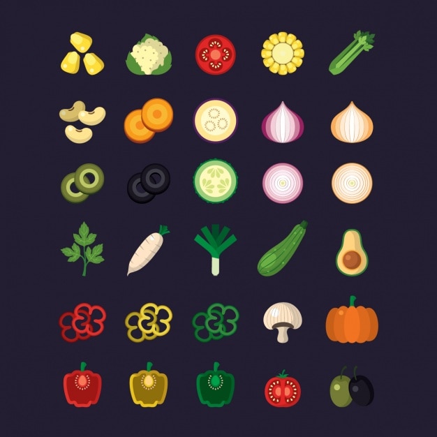 Download Free Vector | Vegetable icons collection
