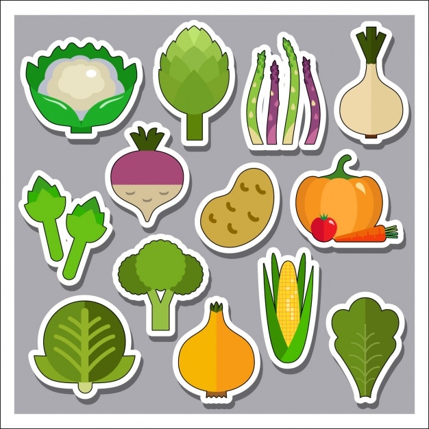 Free Vector | Vegetable stickers collection