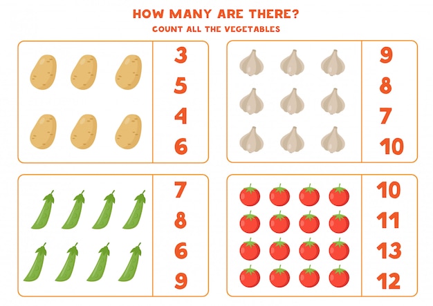 Premium Vector | Vegetables count. math game for kids. educational ...